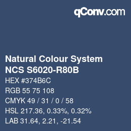 Farbcode: Natural Colour System<br>NCS S6020-R80B - Dunkelblau | qconv.com