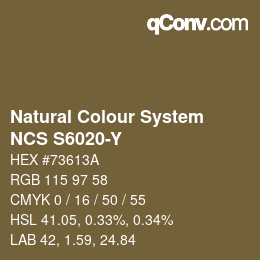 Color code: Natural Colour System<br>NCS S6020-Y - Braun | qconv.com