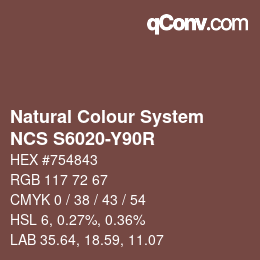 Color code: Natural Colour System<br>NCS S6020-Y90R - Rotbraun | qconv.com