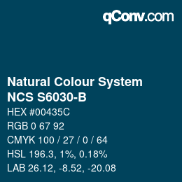 カラーコード: Natural Colour System<br>NCS S6030-B - Grünblau | qconv.com