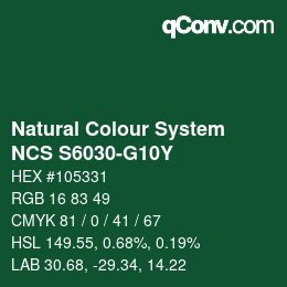 カラーコード: Natural Colour System<br>NCS S6030-G10Y - Grün | qconv.com