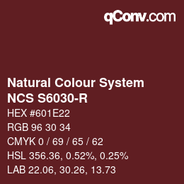 Color code: Natural Colour System<br>NCS S6030-R - Weinrot | qconv.com