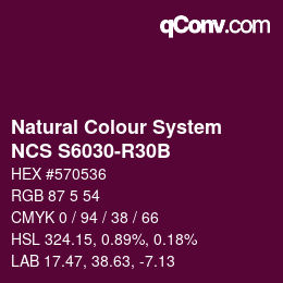 カラーコード: Natural Colour System<br>NCS S6030-R30B - Bordeaux | qconv.com