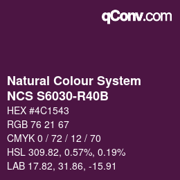 Farbcode: Natural Colour System<br>NCS S6030-R40B - Violett | qconv.com