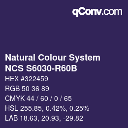 カラーコード: Natural Colour System<br>NCS S6030-R60B - Dunkelviolett | qconv.com