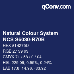 Farbcode: Natural Colour System<br>NCS S6030-R70B - Dunkelblau | qconv.com