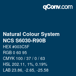 Color code: Natural Colour System<br>NCS S6030-R90B - Dunkelblau | qconv.com