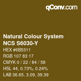 Color code: Natural Colour System<br>NCS S6030-Y - Braun | qconv.com