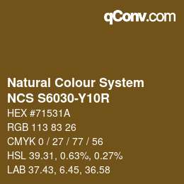Color code: Natural Colour System<br>NCS S6030-Y10R - Braun | qconv.com