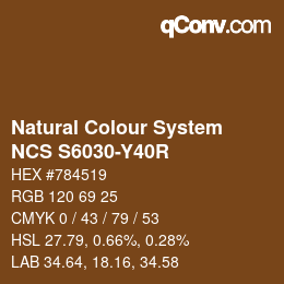 Color code: Natural Colour System<br>NCS S6030-Y40R - Braun | qconv.com