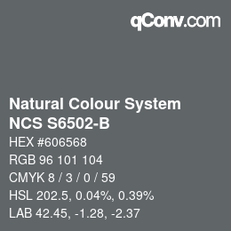 Farbcode: Natural Colour System<br>NCS S6502-B - Grau | qconv.com