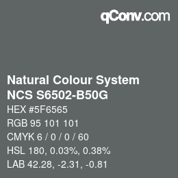 カラーコード: Natural Colour System<br>NCS S6502-B50G - 年以降の新製品 2022 | qconv.com