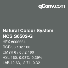 Color code: Natural Colour System<br>NCS S6502-G - Grau | qconv.com