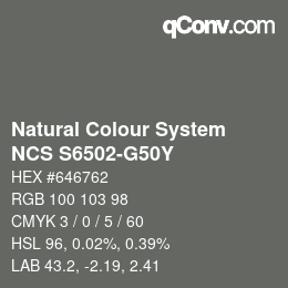 Código de color: Natural Colour System<br>NCS S6502-G50Y - Nuevo desde 2022 | qconv.com