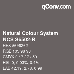 Farbcode: Natural Colour System<br>NCS S6502-R - Grau | qconv.com