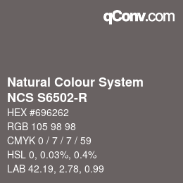 Code couleur: Natural Colour System<br>NCS S6502-R - Grau | qconv.com