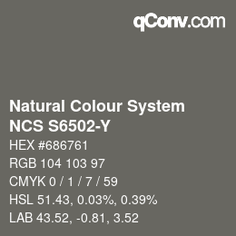 カラーコード: Natural Colour System<br>NCS S6502-Y - Grau | qconv.com