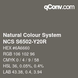 Farbcode: Natural Colour System<br>NCS S6502-Y20R - Neu seit 2022 | qconv.com