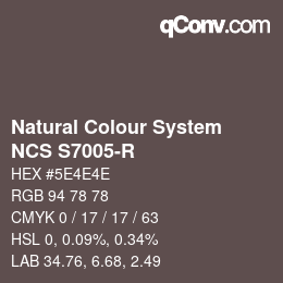 カラーコード: Natural Colour System<br>NCS S7005-R - 年以降の新製品 2022 | qconv.com