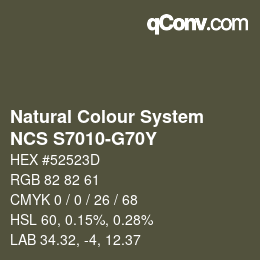 Código de color: Natural Colour System<br>NCS S7010-G70Y - Braun | qconv.com