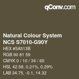 Color code: Natural Colour System<br>NCS S7010-G90Y - Braun | qconv.com