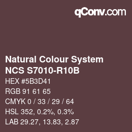 Farbcode: Natural Colour System<br>NCS S7010-R10B - Dunkelbraun | qconv.com