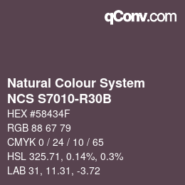 Farbcode: Natural Colour System<br>NCS S7010-R30B - Dunkelbraun | qconv.com