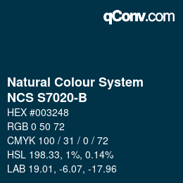 カラーコード: Natural Colour System<br>NCS S7020-B - Dunkelblau | qconv.com