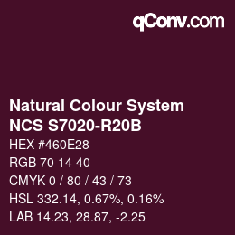 カラーコード: Natural Colour System<br>NCS S7020-R20B - Violett | qconv.com