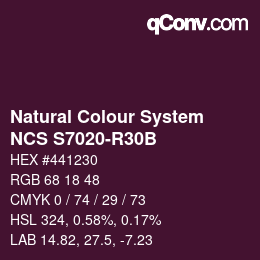 カラーコード: Natural Colour System<br>NCS S7020-R30B - Dunkelviolett | qconv.com
