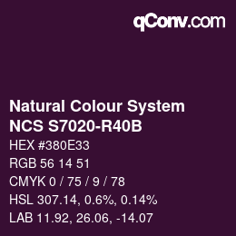 Color code: Natural Colour System<br>NCS S7020-R40B - Violett | qconv.com