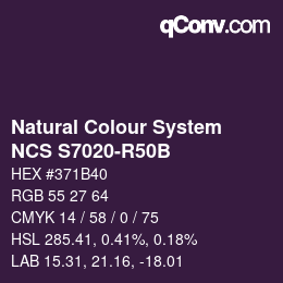 Color code: Natural Colour System<br>NCS S7020-R50B - Dunkelviolett | qconv.com