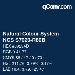 Color code: Natural Colour System<br>NCS S7020-R80B - Blau | qconv.com