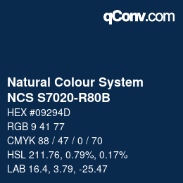 Code couleur: Natural Colour System<br>NCS S7020-R80B - Blau | qconv.com