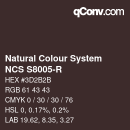 颜色代码: Natural Colour System<br>NCS S8005-R - 自 2022 | qconv.com
