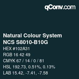 Color code: Natural Colour System<br>NCS S8010-B10G - Schwarz | qconv.com