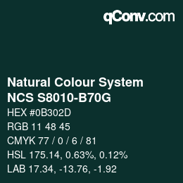 Color code: Natural Colour System<br>NCS S8010-B70G - Schwarzgrün | qconv.com