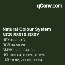 Farbcode: Natural Colour System<br>NCS S8010-G30Y - Flaschengrün | qconv.com