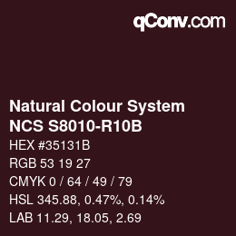 カラーコード: Natural Colour System<br>NCS S8010-R10B - Schwarzrot | qconv.com