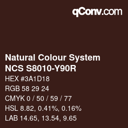 Color code: Natural Colour System<br>NCS S8010-Y90R - Dunkelbraun | qconv.com