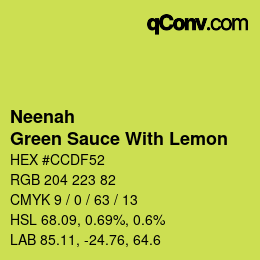 Color code: Neenah - Green Sauce With Lemon | qconv.com