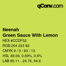 カラーコード: Neenah - Green Sauce With Lemon | qconv.com