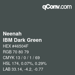 カラーコード: Neenah - IBM Dark Green | qconv.com