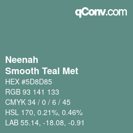 カラーコード: Neenah - Smooth Teal Met | qconv.com
