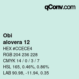 颜色代码: Obi - alovera 12 | qconv.com
