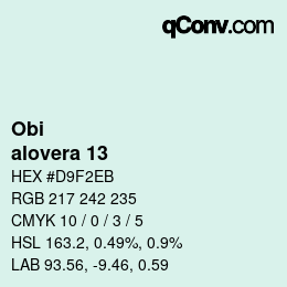 颜色代码: Obi - alovera 13 | qconv.com
