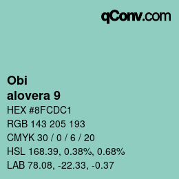 颜色代码: Obi - alovera 9 | qconv.com