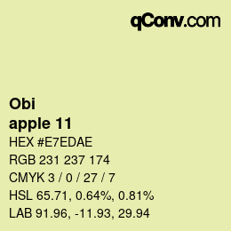 Code couleur: Obi - apple 11 | qconv.com