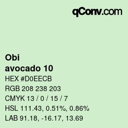 Code couleur: Obi - avocado 10 | qconv.com