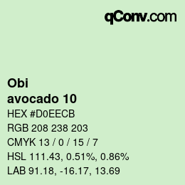 颜色代码: Obi - avocado 10 | qconv.com